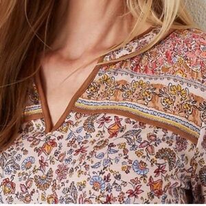 J. Jill Vibrant Arts Border Print Top Sz M